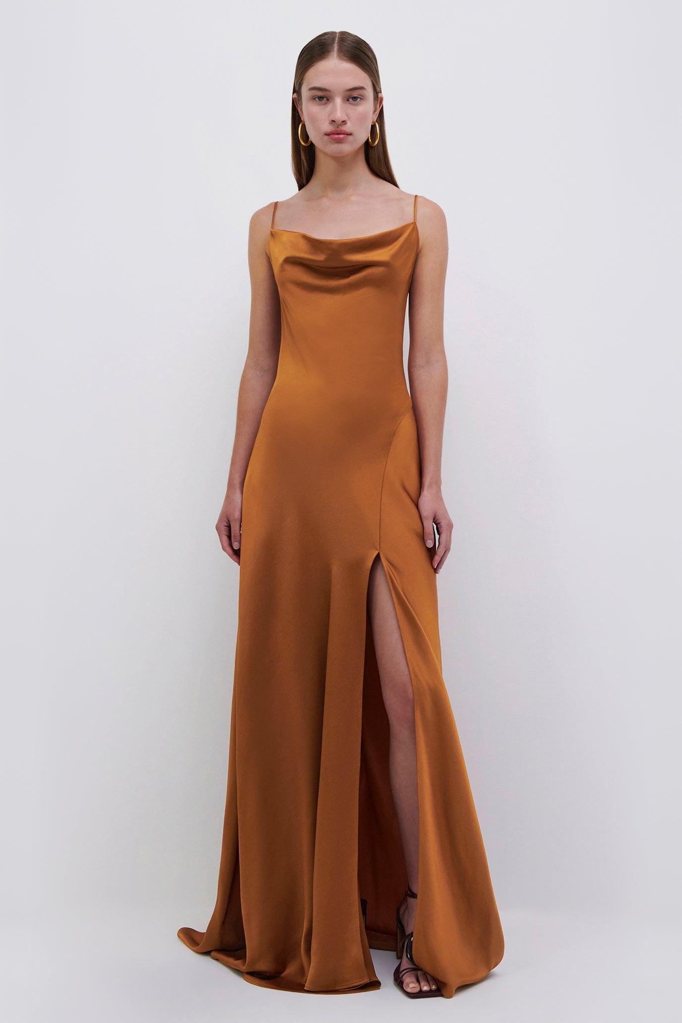 Dresses & Jumpsuits | Womens Jonathan Simkhai Finley Satin Slip Gown Copper  ~ Tim Mlakar